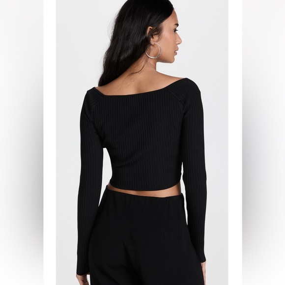Lapointe black ribbed cross over cropped top - Picture 2 of 11